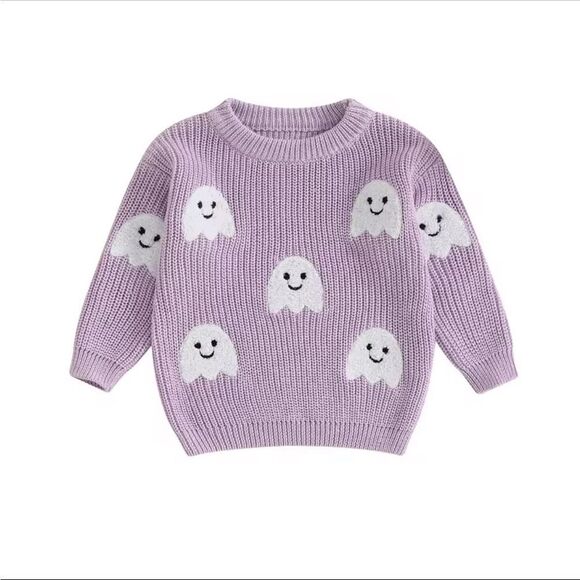 Dreamline Baby Purple Sweater with Ghost Design Halloween Fall - Picture 2 of 4